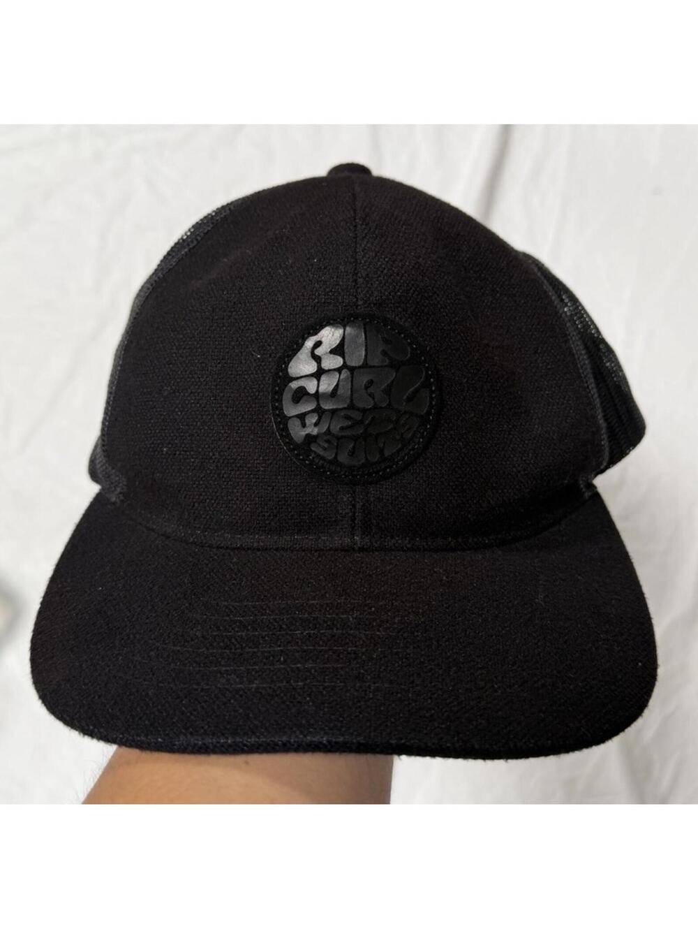 Rip Curl High Profile Black Trucker Hat Adjustable Mesh Back Men's One Size